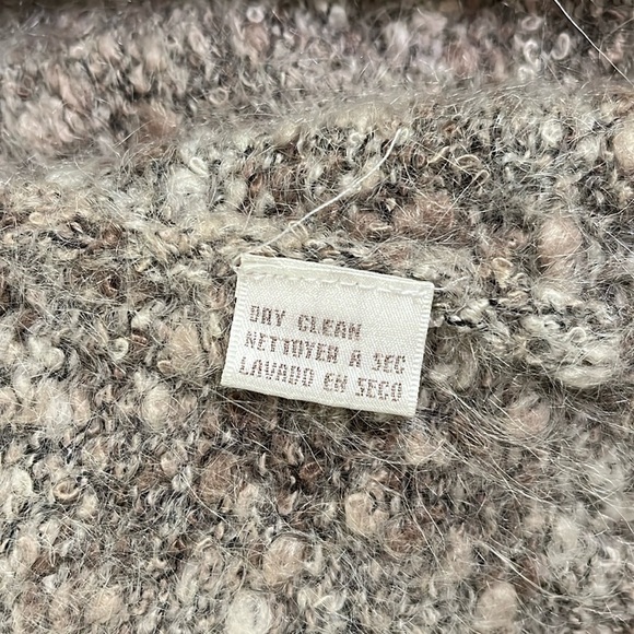 Shaggy Mohair Blend Neutral Soft Cozy Long Line Sweater Bobble Fishermen Y2K - Picture 8 of 9